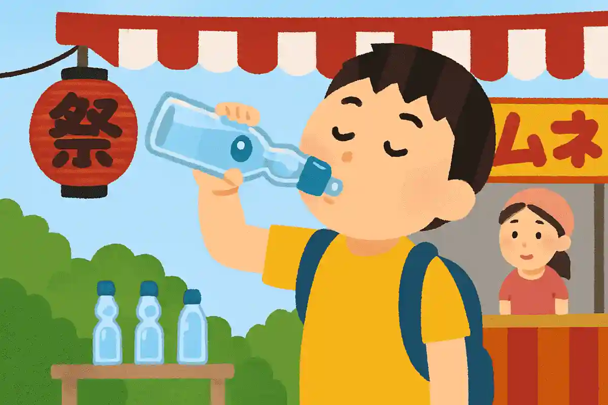 夏祭り ビー玉目当てに 飲むラムネ