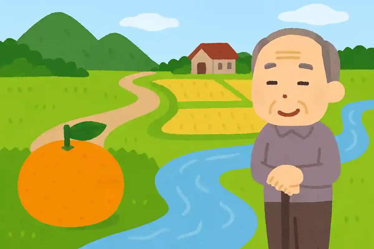 ミカンとかけて、田舎の風景とときます、どちらも皮(川)がつきものです。