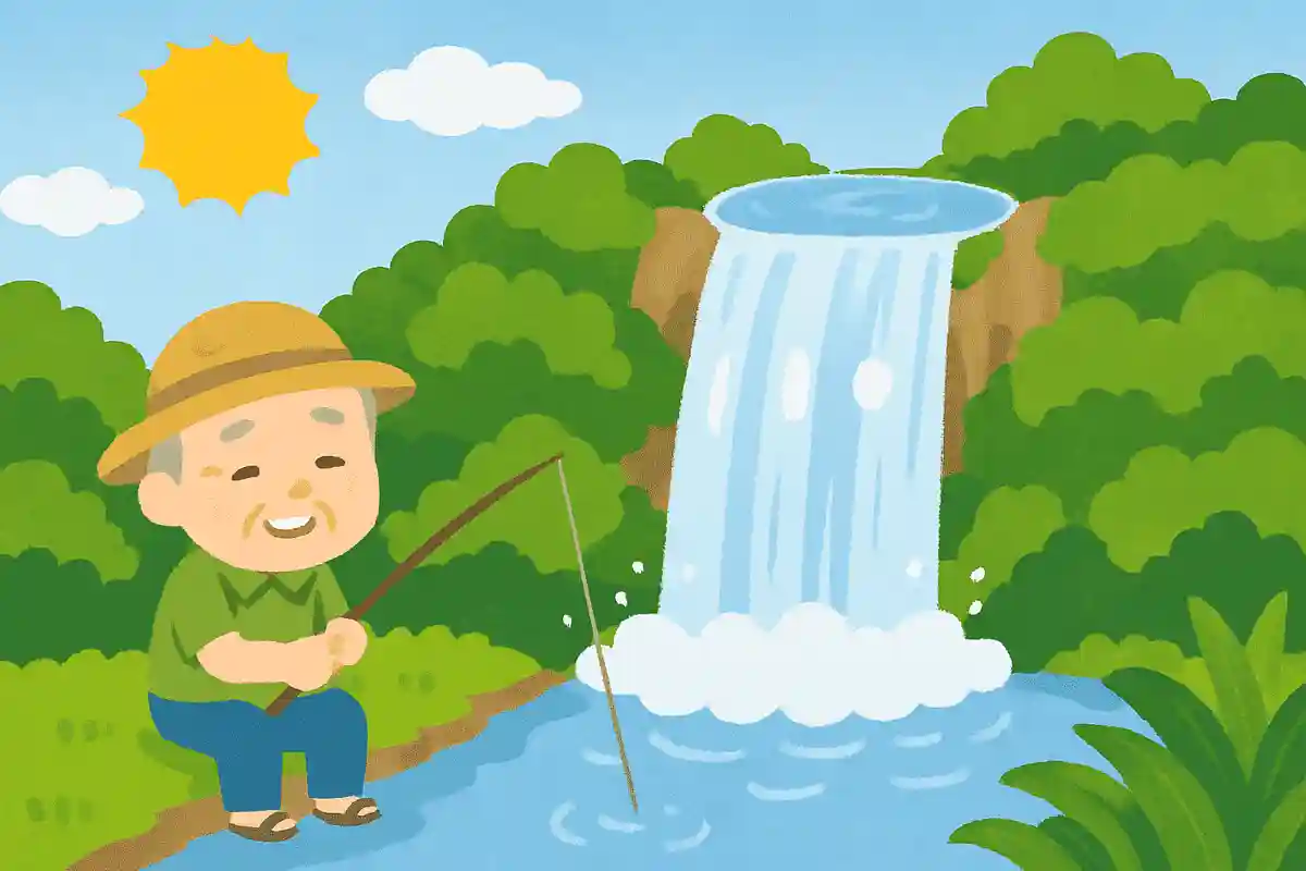 滝の上に 水現れて 落ちにけり