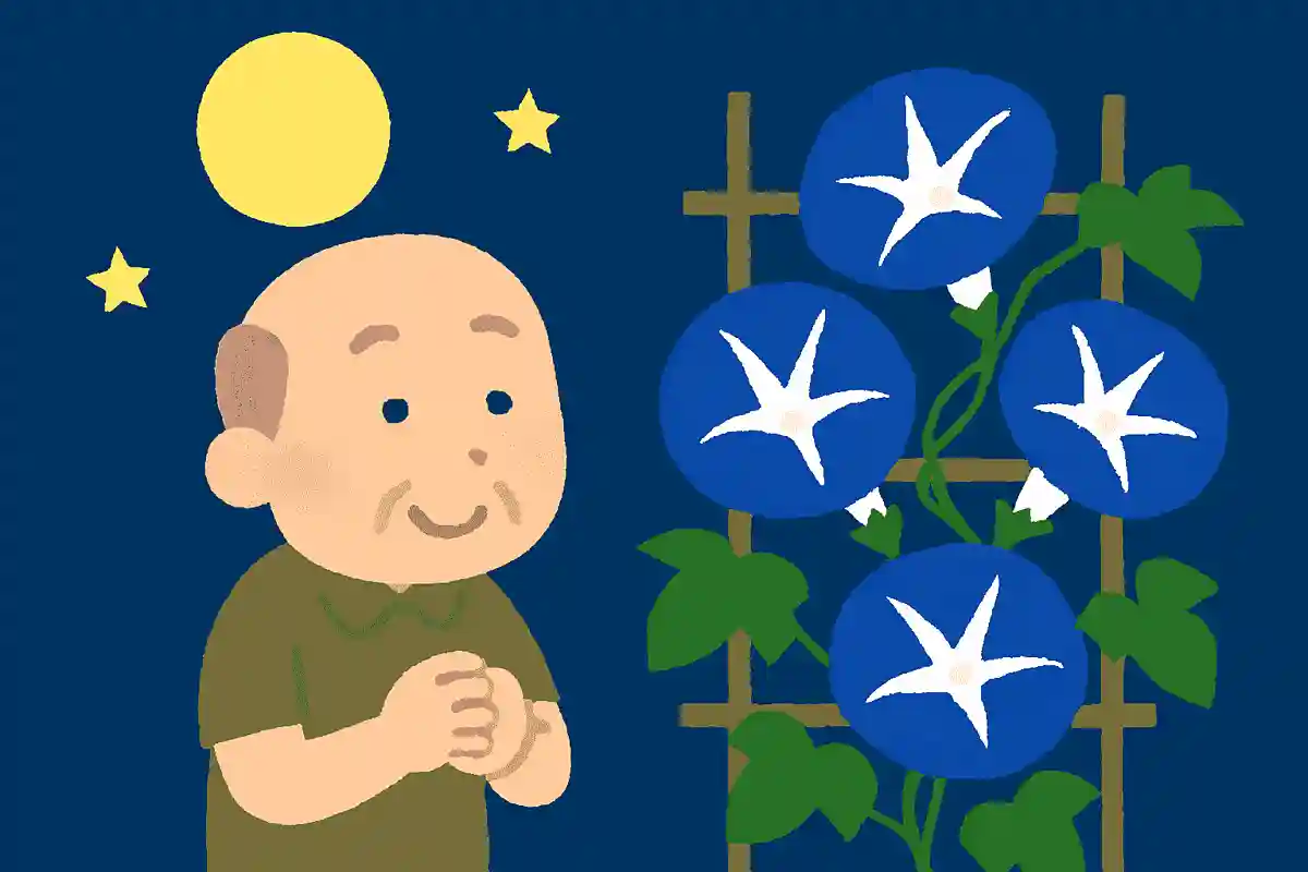 朝顔の 紺の彼方の 月日かな