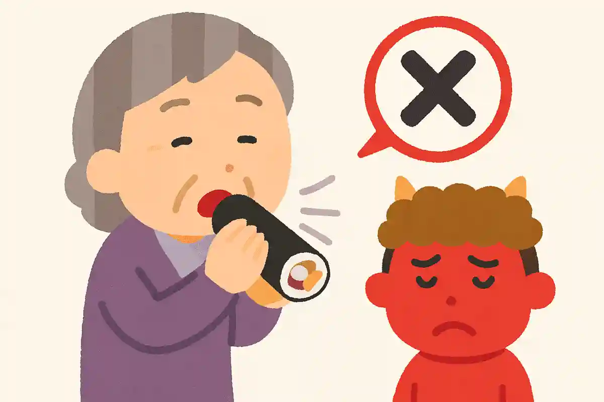 節分に恵方巻を食べる際、やってはいけないことはおしゃべりをすること