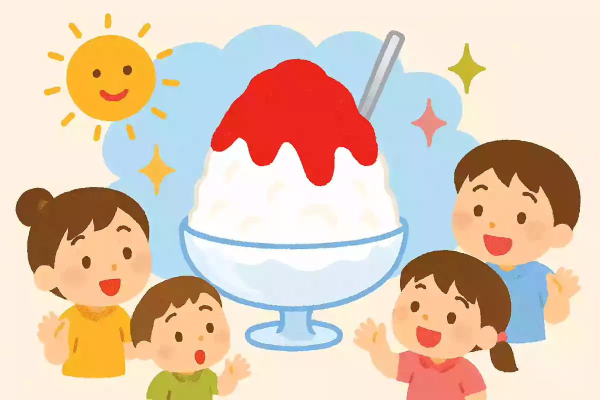 夏に食べるつめたくて白いお山がいろいろな色に変身する食べ物はなんでしょう?