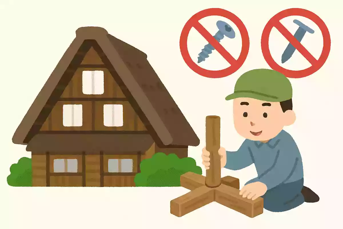 合掌造りにはネジやくぎが使われていない