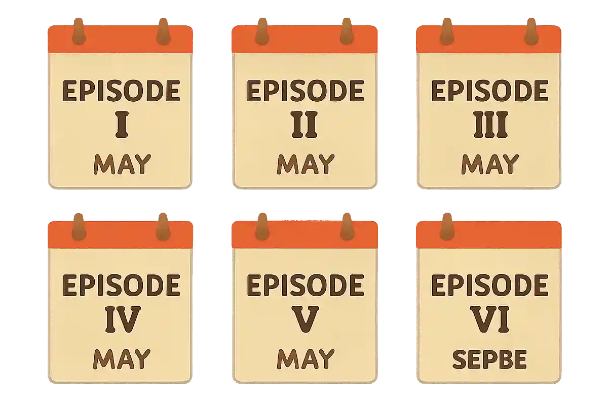 エピソード1～6の本国アメリカでの公開月