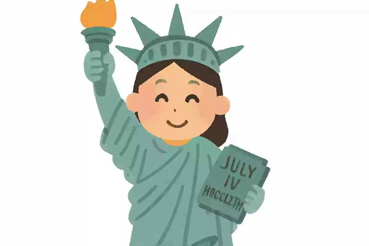 像が左手に持つ銅板はアメリカ独立記念日が刻まれている