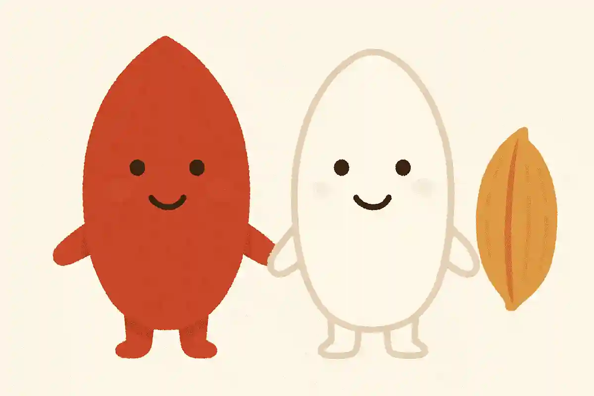 昔の私のは赤色で、今の色になったのは突然変異と考えられています