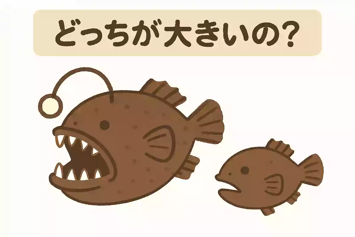 深海魚のアンコウは、メスとオスならどちらが大きいでしょうか？