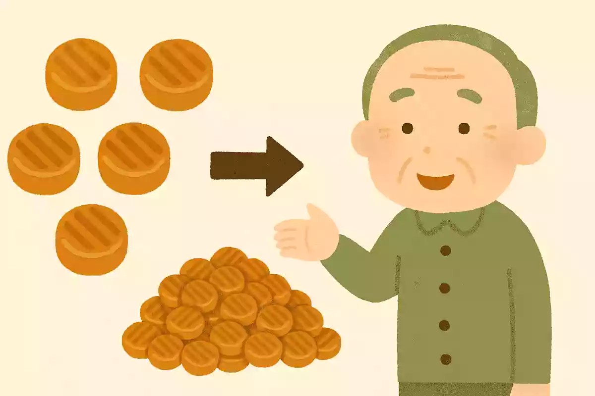 飴を5個食べると、新しい飴がもらえます。太郎君は新しい飴を100個持っています。太郎君は飴を全部で何個食べられるでしょうか？