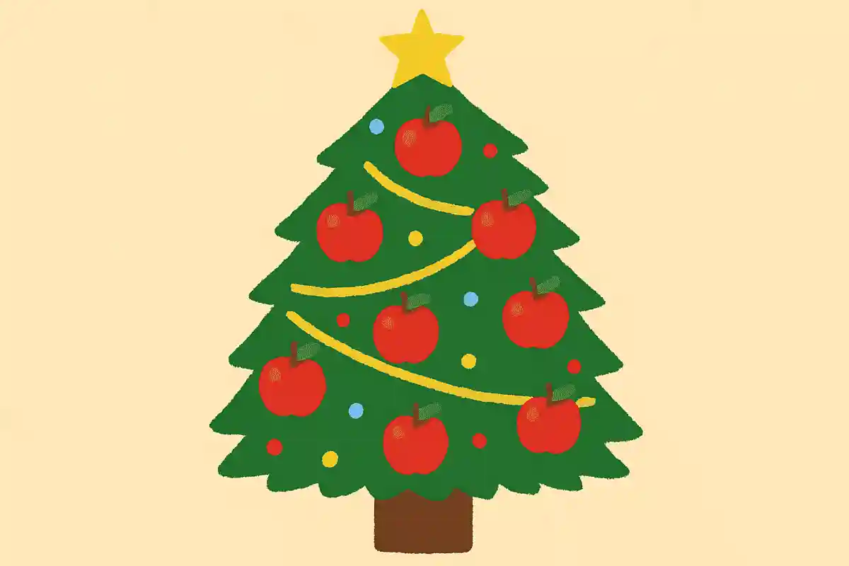 クリスマスツリーに飾っている丸いボールはあるくだものをイメージして作られています。そのくだものは何でしょうか？