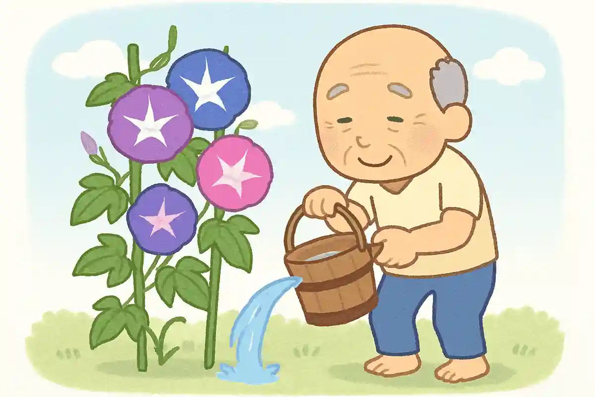 朝顔に つるべとられて もらい水