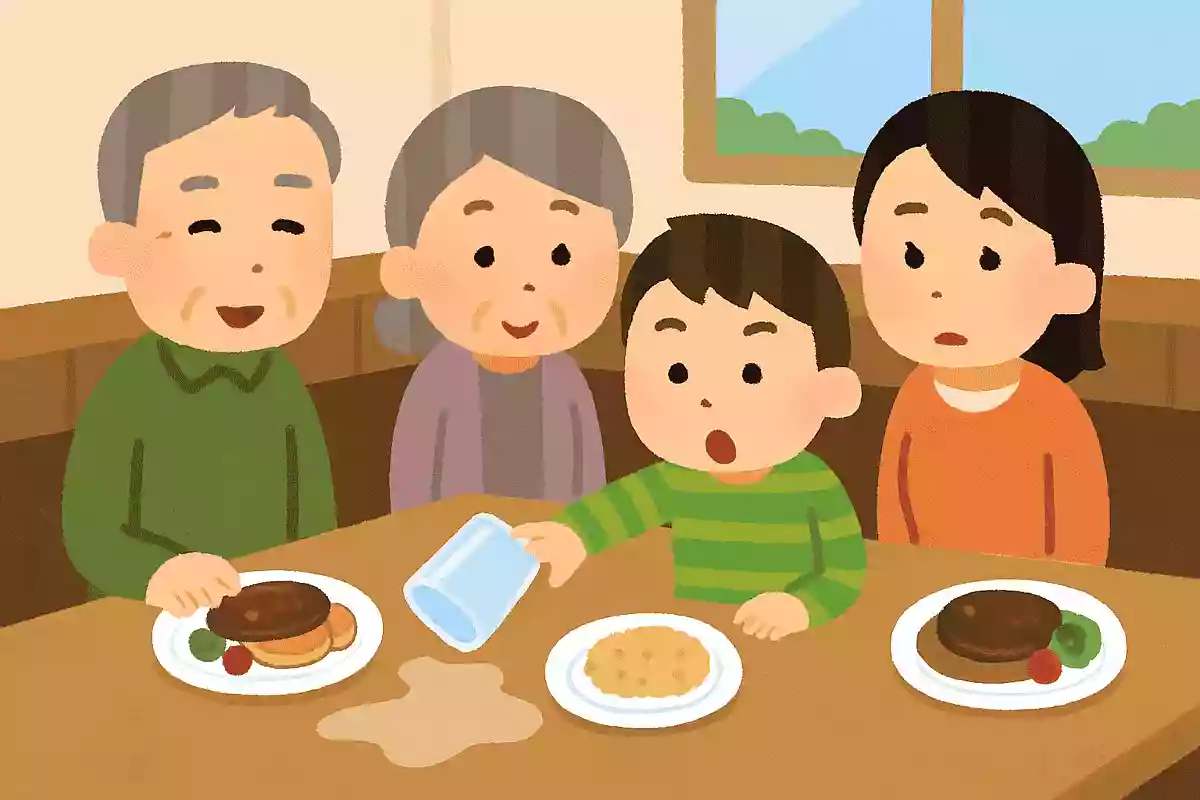 とある家族がレストランで食事をしていました。家族と一緒の席の子供がテーブルに置いていたコップを、ひっくり返しましたが、テーブルはぬれていません。なぜでしょうか？