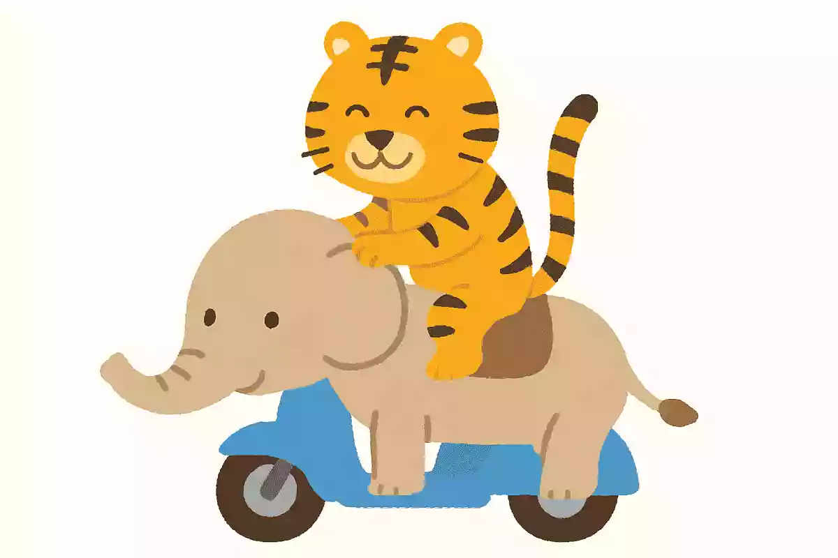 トラが乗っている乗り物は何でしょう？