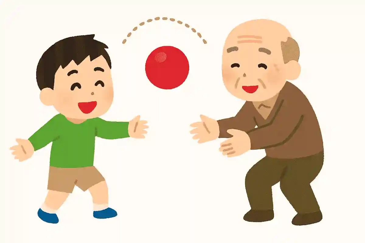 孫がおじいちゃんとボールで遊びました。どんな遊びをしたでしょうか？