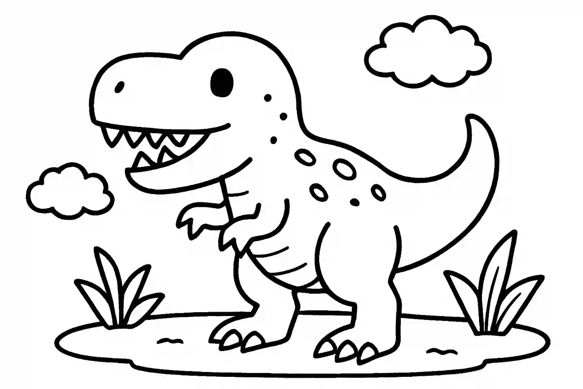 ティラノサウルスの塗り絵、子供向けの恐竜のイラスト