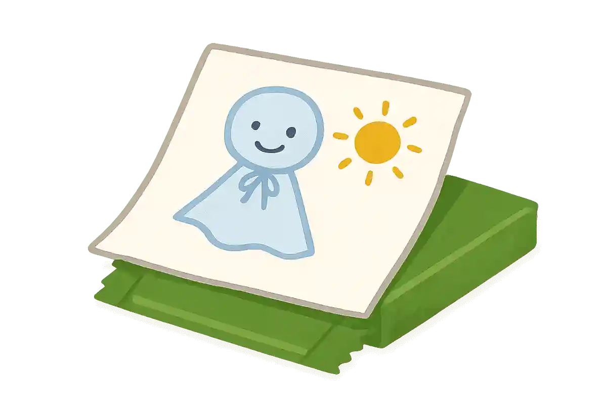 ガムの包み紙に晴れを願う言葉を書く