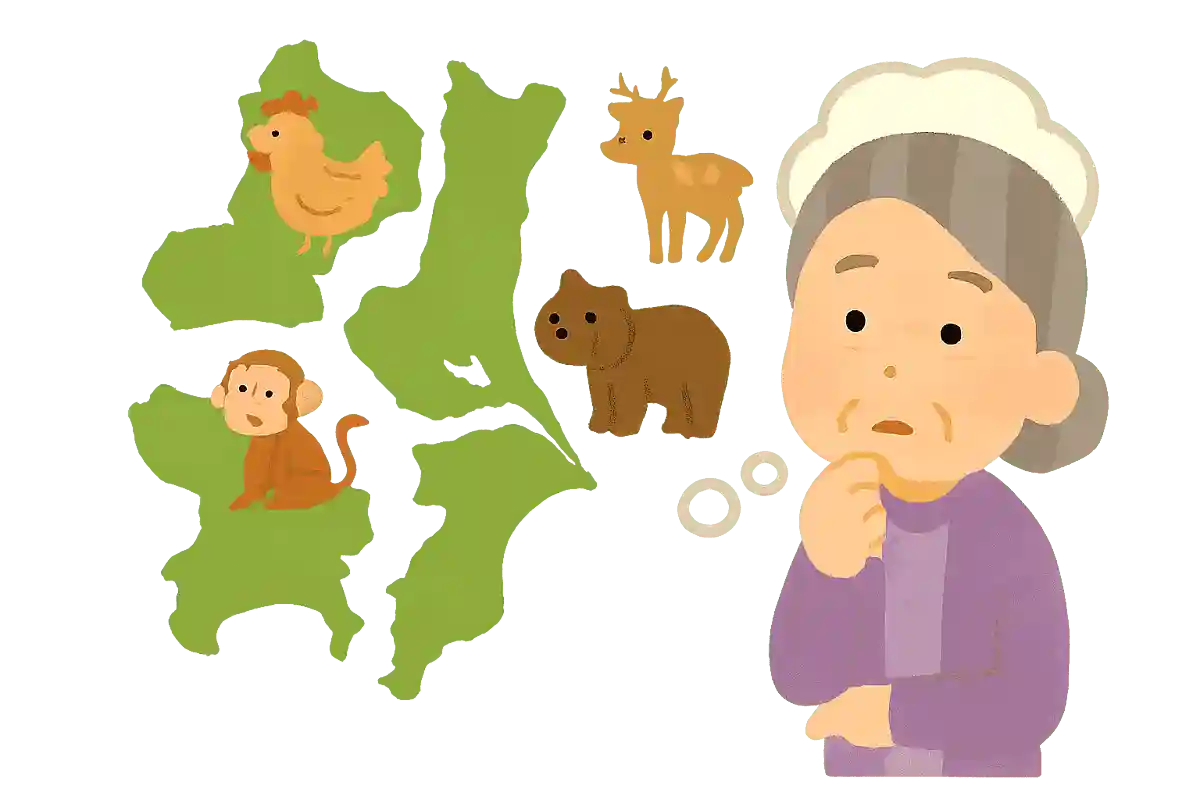動物の名前が入っている県名が4つあります。どこでしょうか？