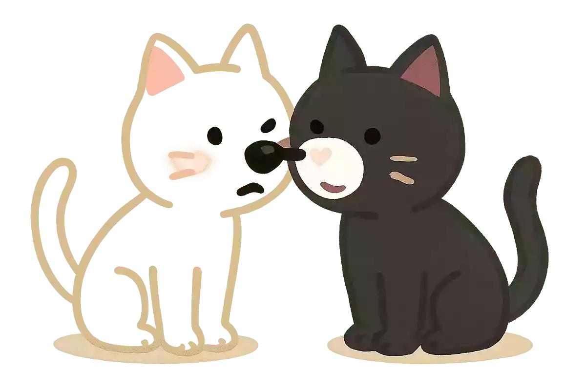 白猫黑鼻子, 黑猫白鼻子。黑猫的白鼻子,碰破了白猫黑鼻子,白猫的黑鼻子破了。