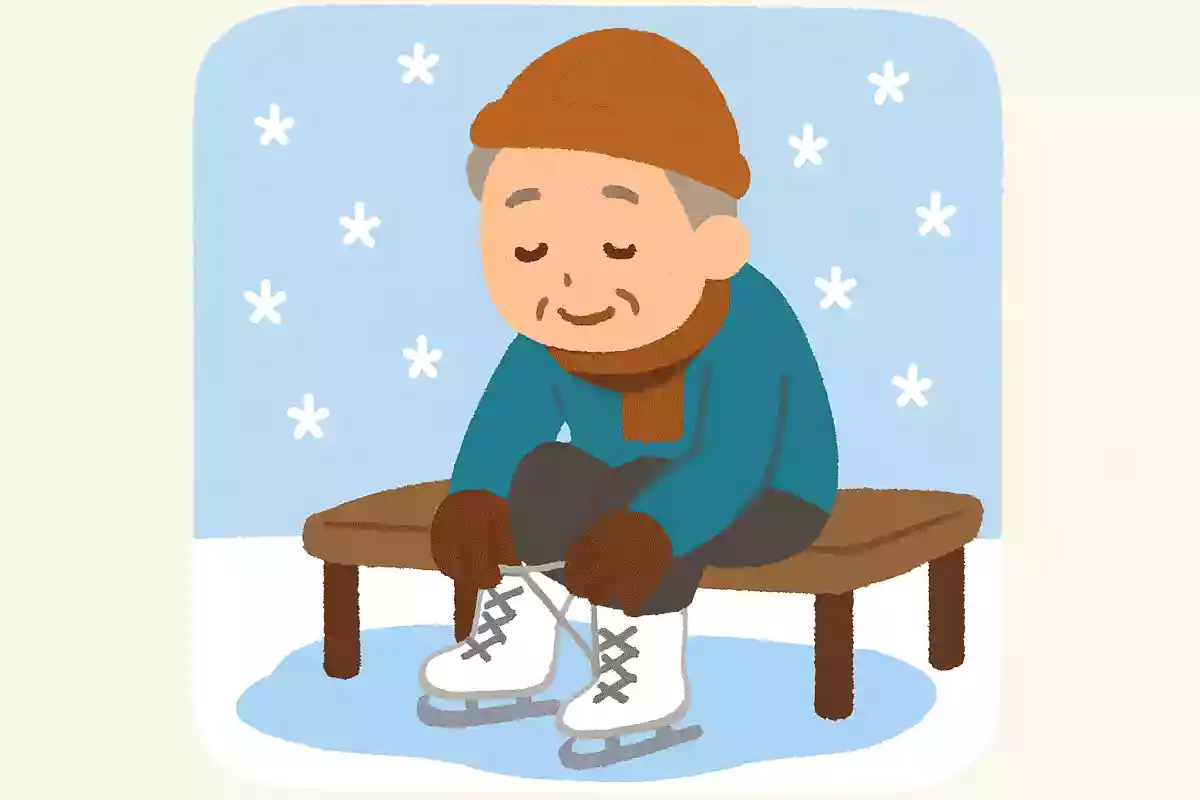 スケートの ひもむすぶ間も はやりつつ