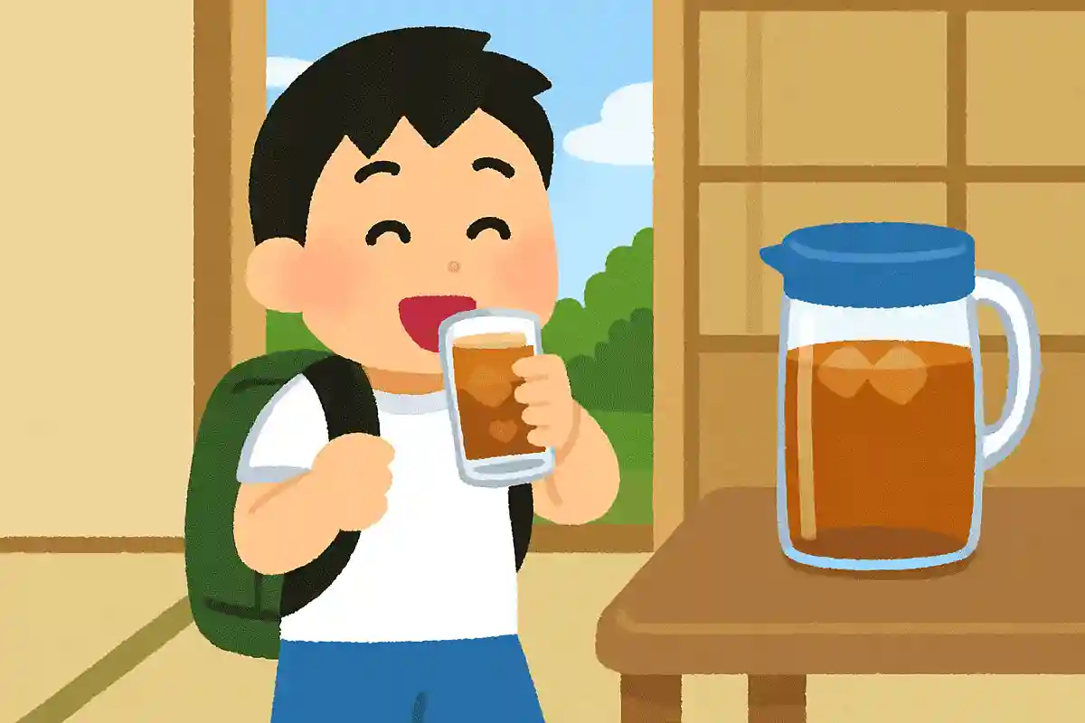 ただいまと 言うよりさきに まず麦茶