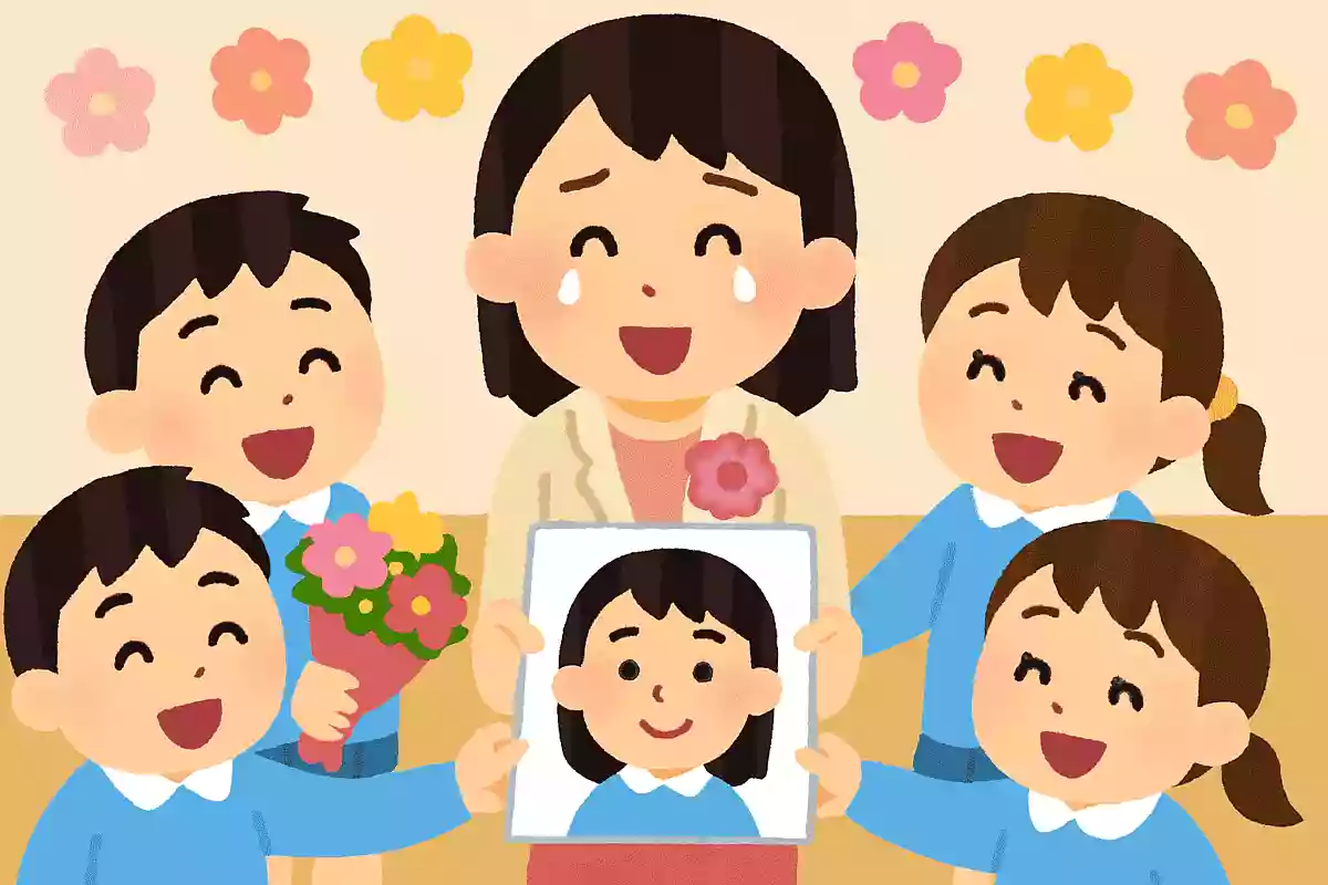 みんなで先生の似顔絵をプレゼント!