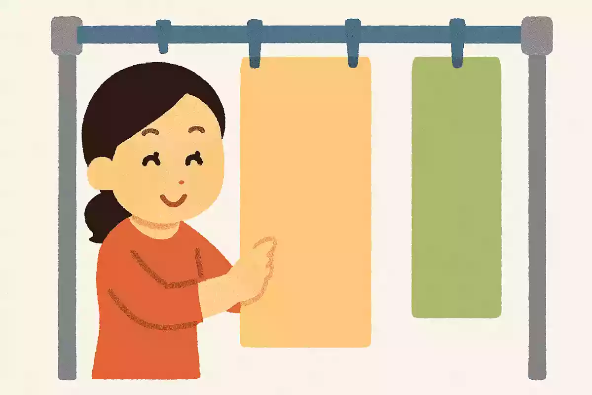 バスタオルは長さをそろえずに干す