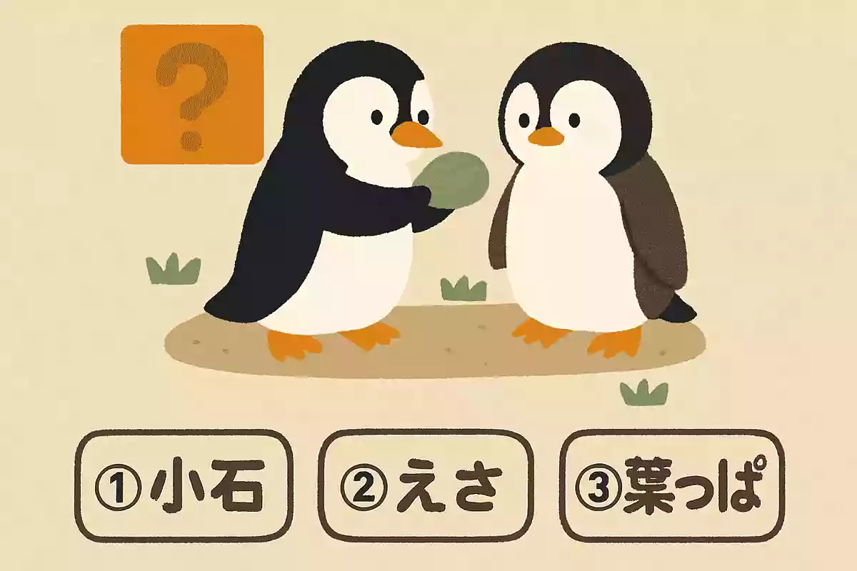 求愛行動として、オスのペンギンはメスに何を贈るでしょう?