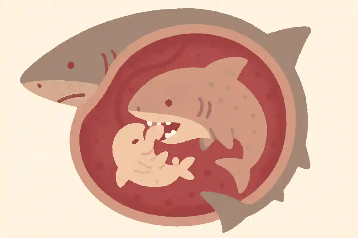 シロワニの胎児は、母親の子宮内で共食いする