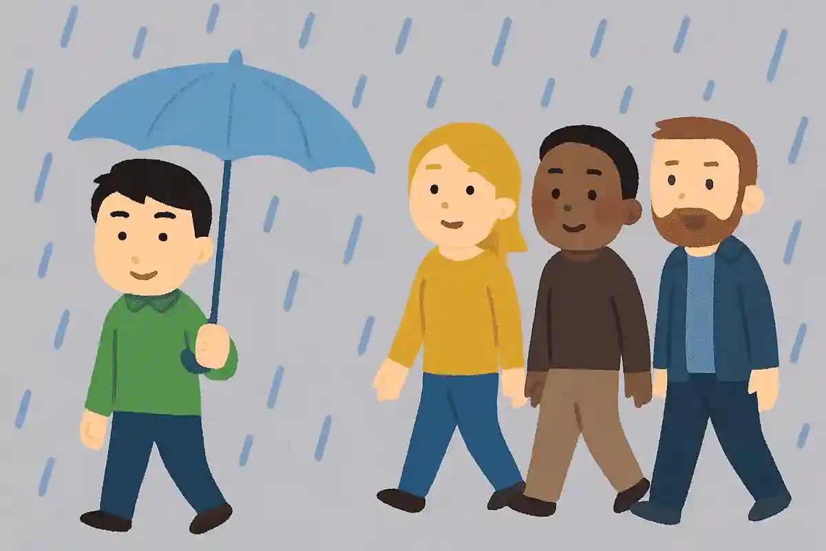 海外の人は傘をほとんどささない