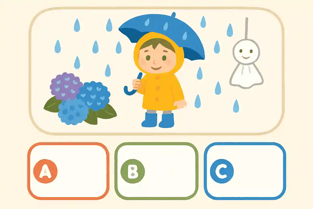 梅雨の時期に降る雨を表す言葉はどれでしょう?