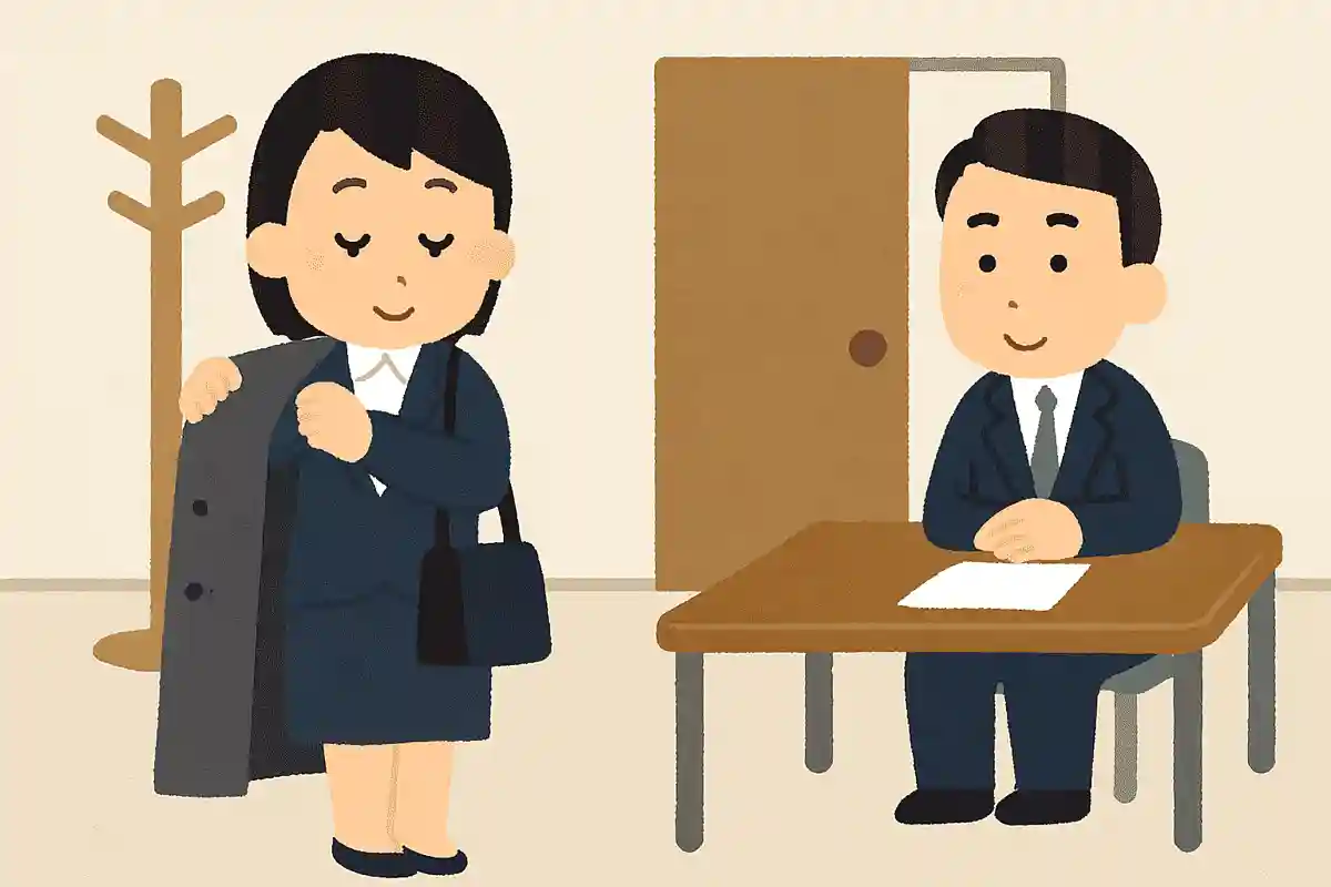 冬場の面接でコートを脱ぐタイミングはいつでしょう？