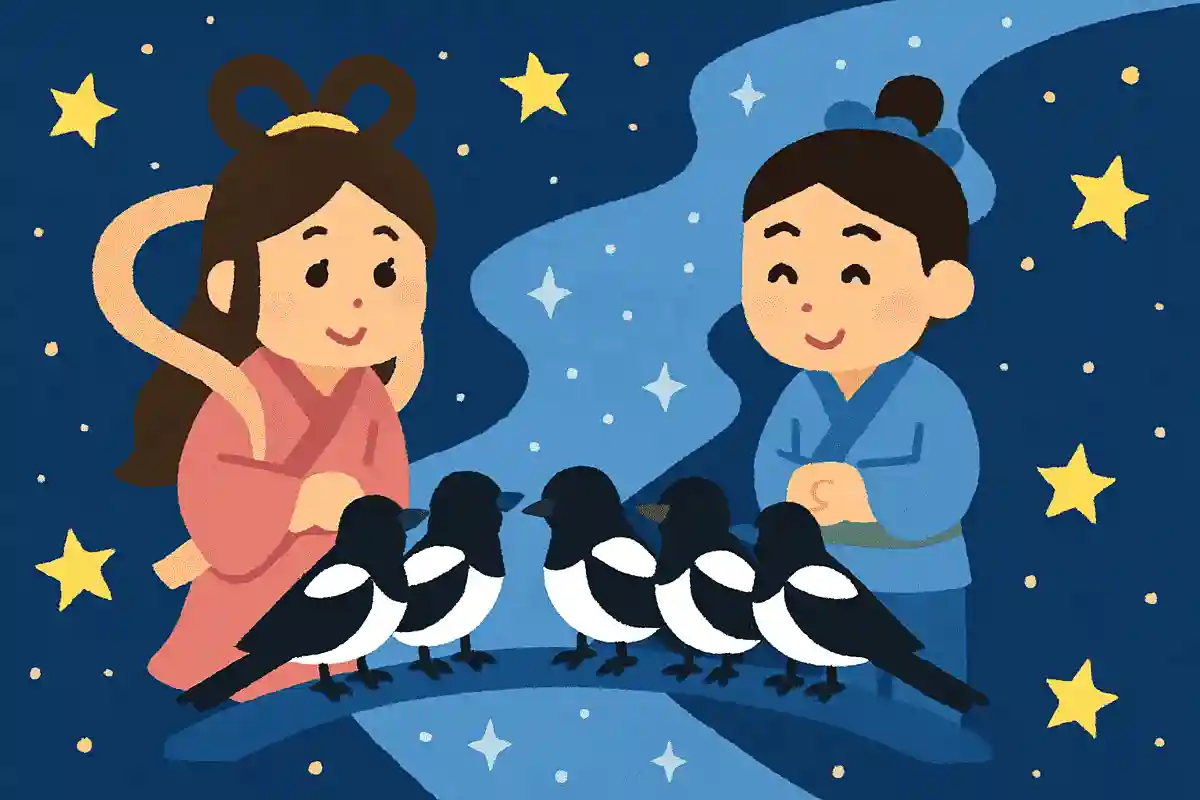 七夕に織姫と彦星のために天の川に橋をかけるのはカササギ