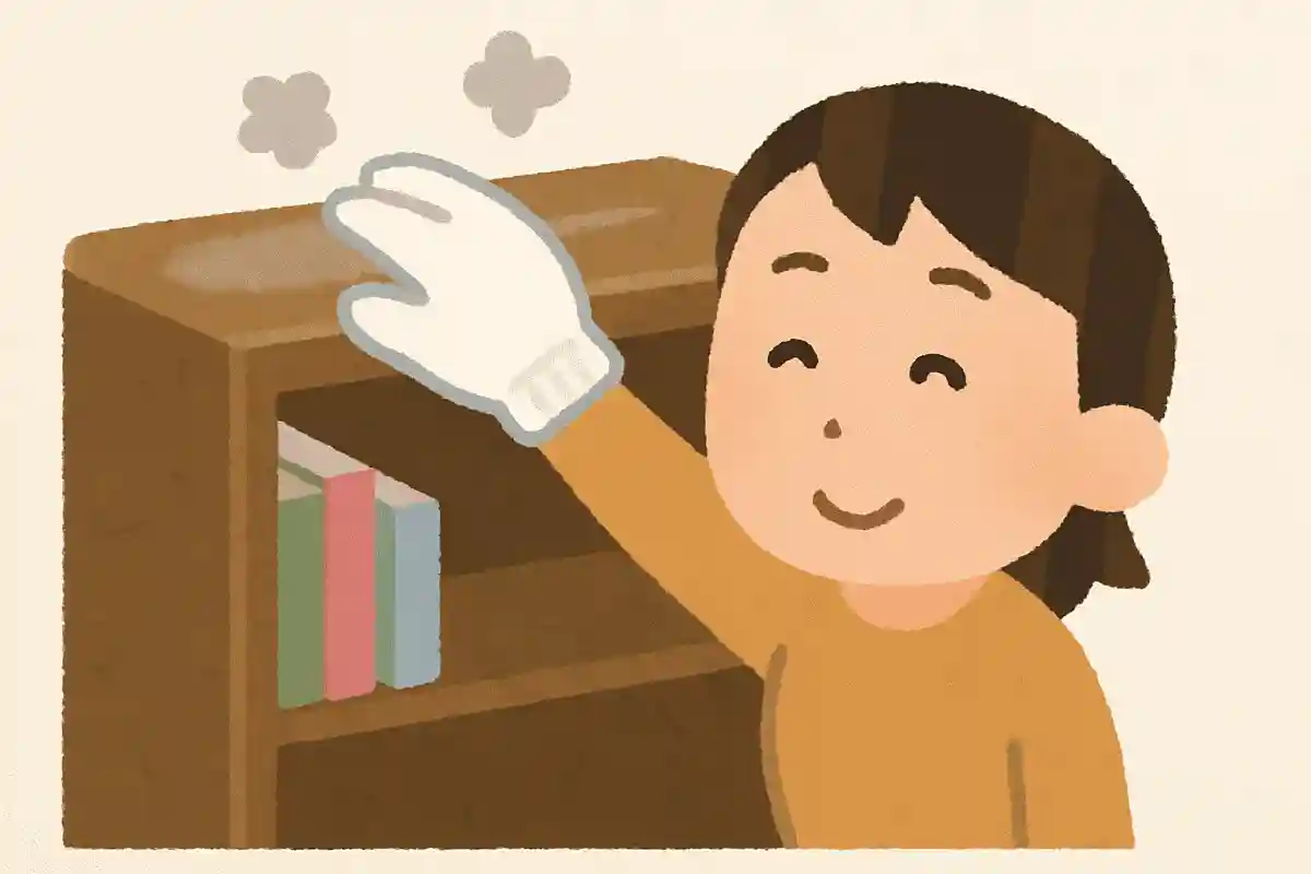 細かい場所のホコリは軍手で拭くといい