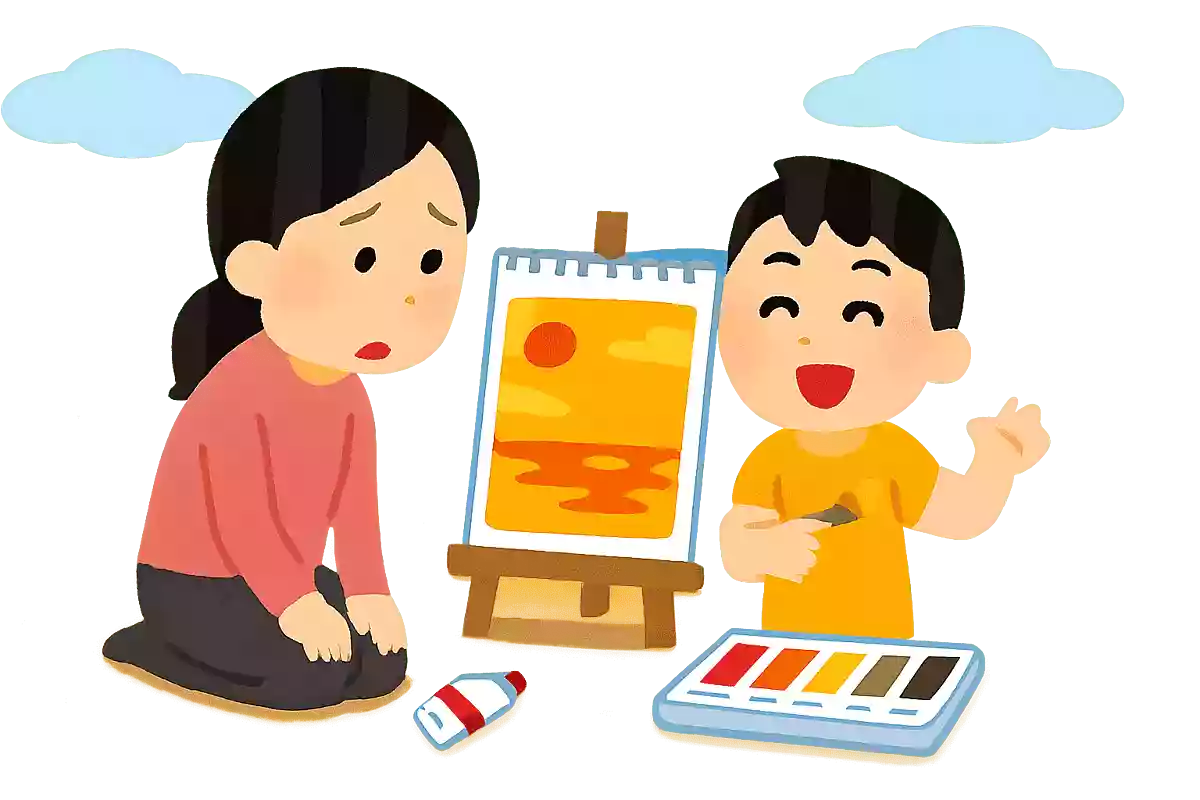 子どもが空と海の絵が描きたいというので、母親は絵の具とスケッチブックを持って子どもと海に行きました。しかし海に着いてから青色の絵の具だけがないことに気づきます。青は原色のため、ほかの絵の具を混ぜて作ることができません。しかし子どもは今ある絵の具だけで、海と空の景色が描けると言います。その理由は何でしょうか？