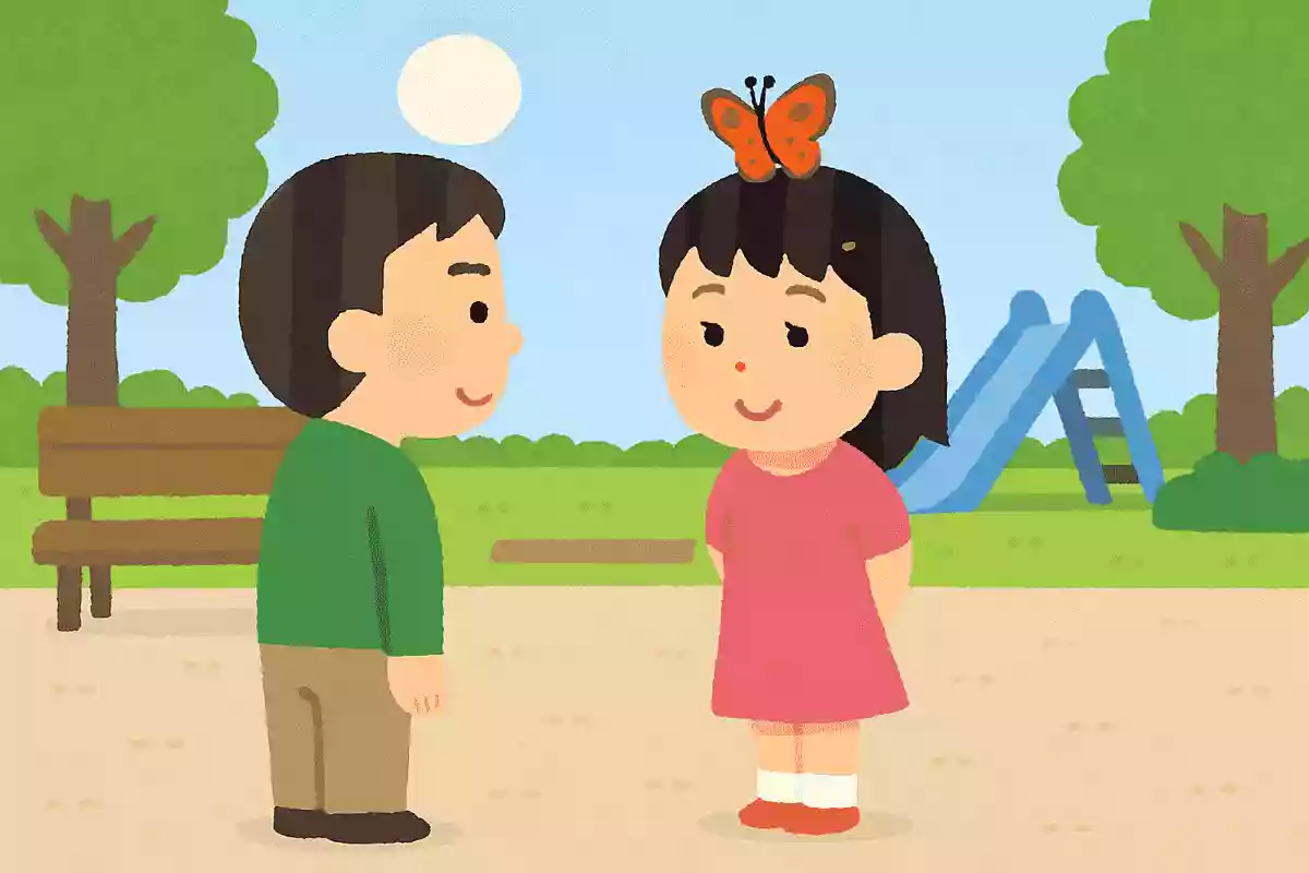 ある公園で太郎くんと花子さんが遊んでいました。太郎くんは西を、花子さんは東を向いてそれぞれ立っています。すると西を向いて立っている太郎くんが「いま、花子さんの頭の上にちょうちょが止まっている」と言いました。太郎くんは鏡などを持っていないのに、なぜ花子さんの頭の上にちょうちょが止まっていると分かったでしょうか？