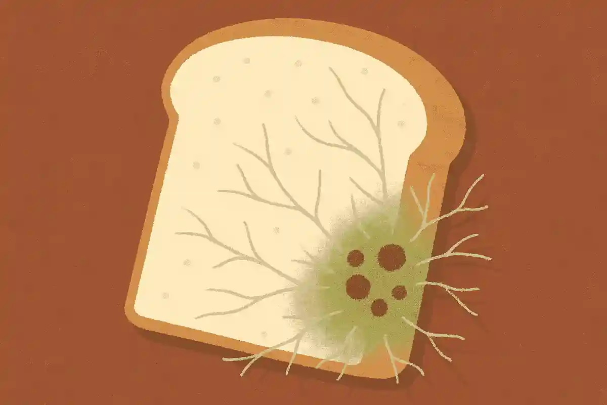 パンのガビは見えない菌糸を全体に伸ばしている