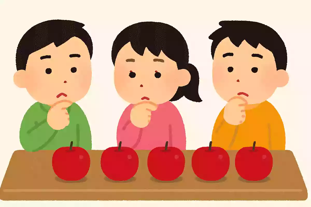 4個のりんごを3人でナイフを使わずに平等にわける方法は?