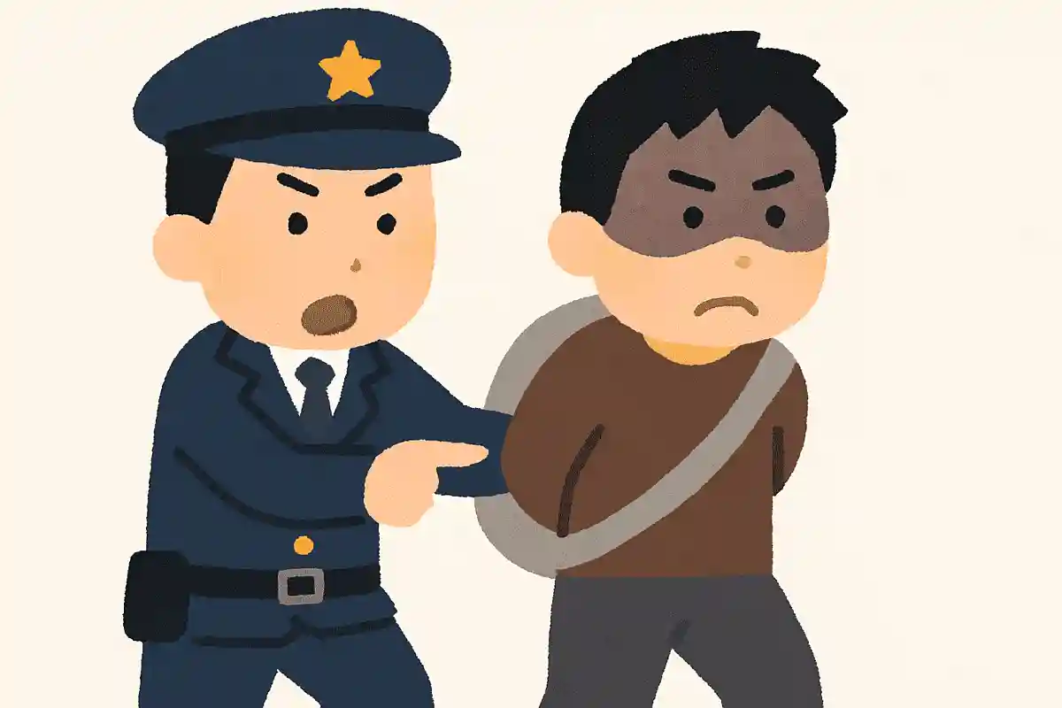泥棒が警察に捕まる