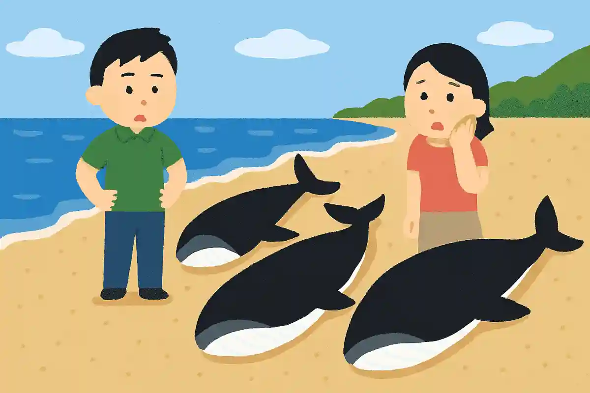 2025年7月末、千葉県館山市の海岸に打ち上げられているのが見つかったクジラは何頭でしょう？