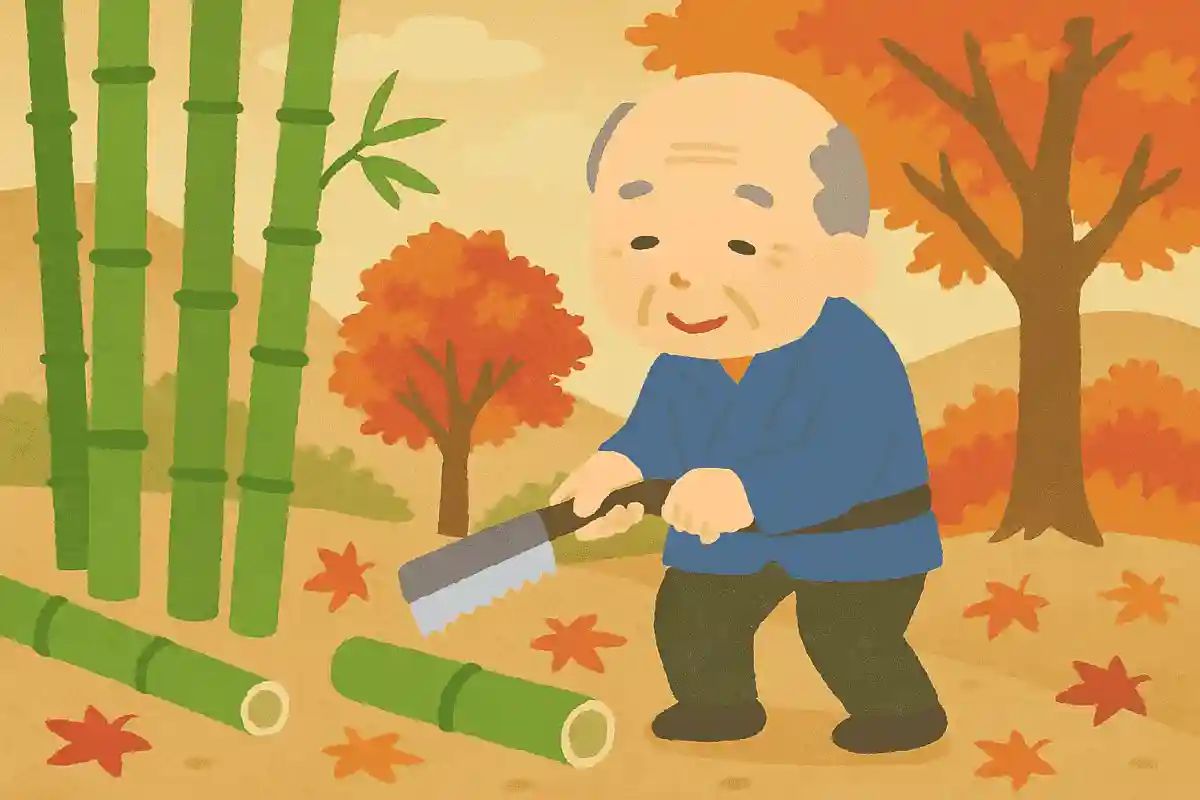 肌寒し 竹切る山の 薄紅葉野沢凡兆