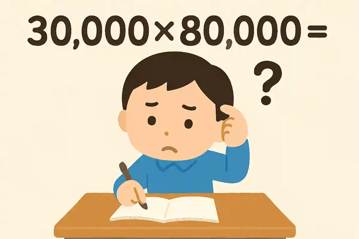 3万+8万は11万。では3万×8万は？