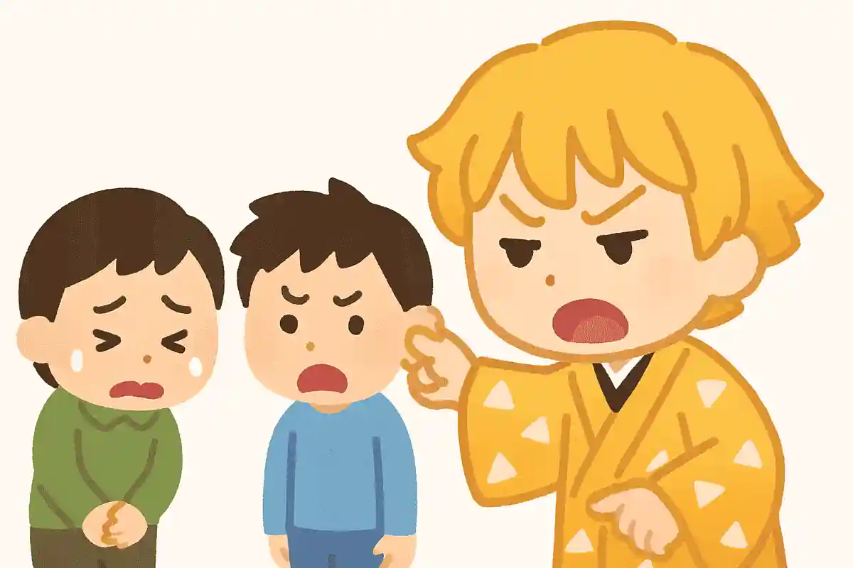 耳を引っ張って怪我をさせた子に謝れ