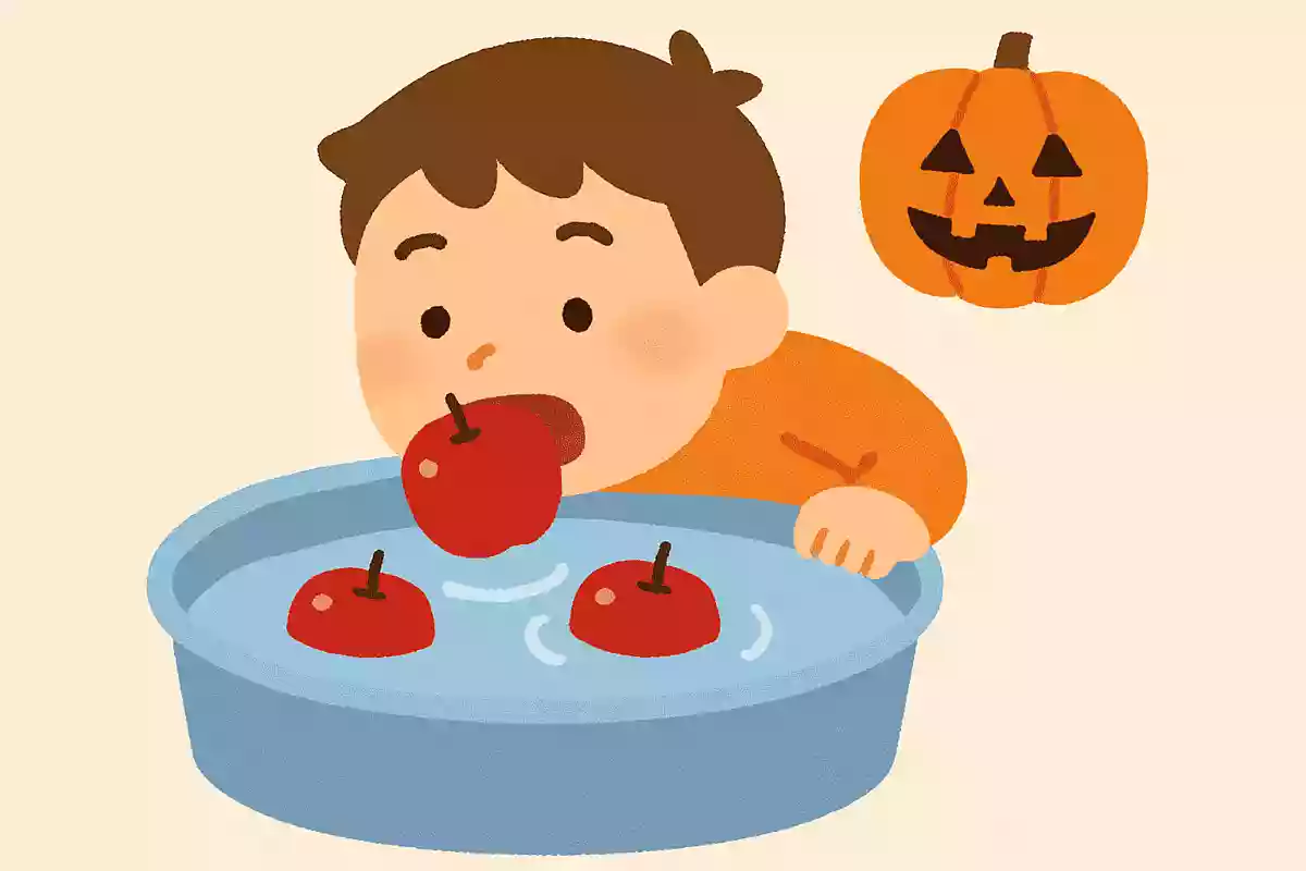 水に浮かべたあるものを口でくわえてとるハロウィンの遊びで「あるもの」とははなんでしょう?NEW!