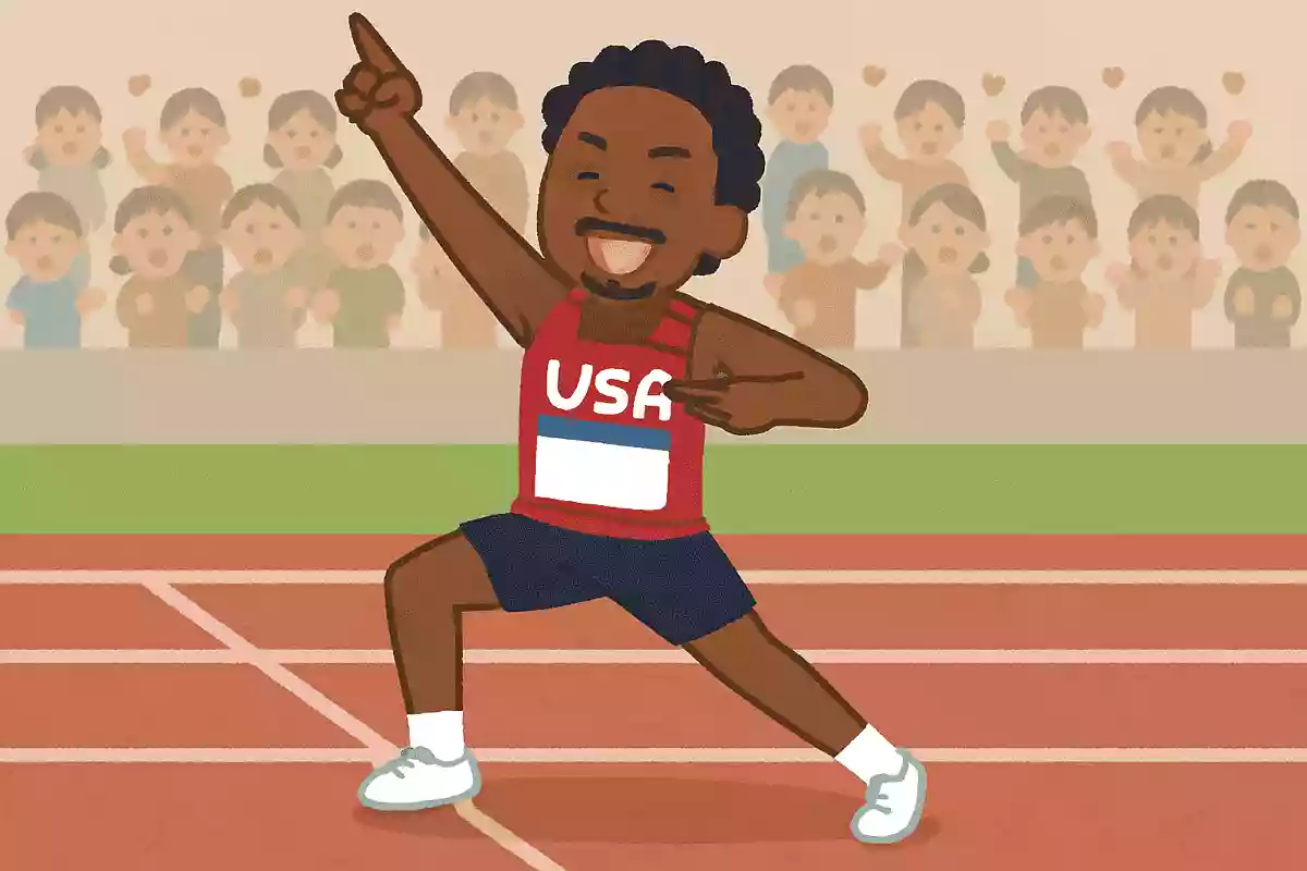 アメリカのノア・ライルズ選手は日本のアニメ好きとして知られています。彼がレースで勝利した際に使う、日本アニメのポーズはどれでしょうか？NEW!