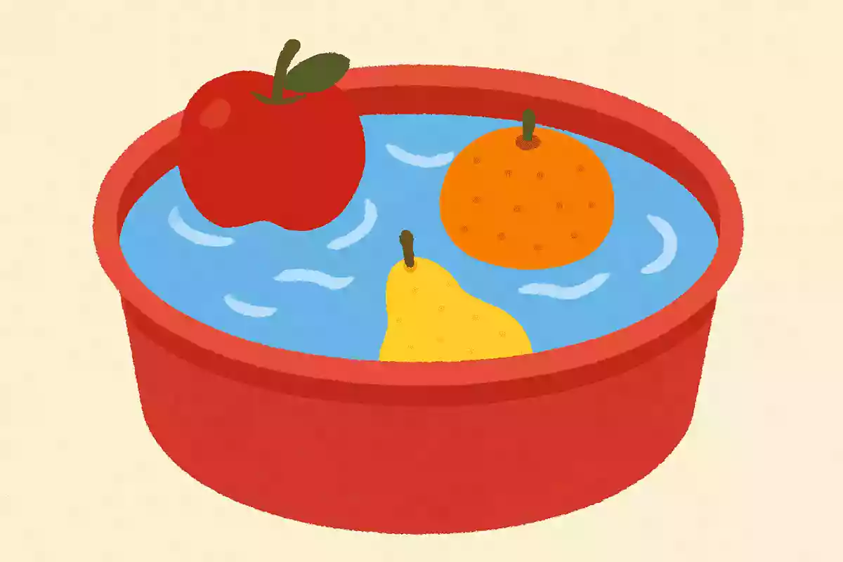 水に浮かべた果物を口だけで取り上げるゲームで使う果物はなんでしょう？NEW!