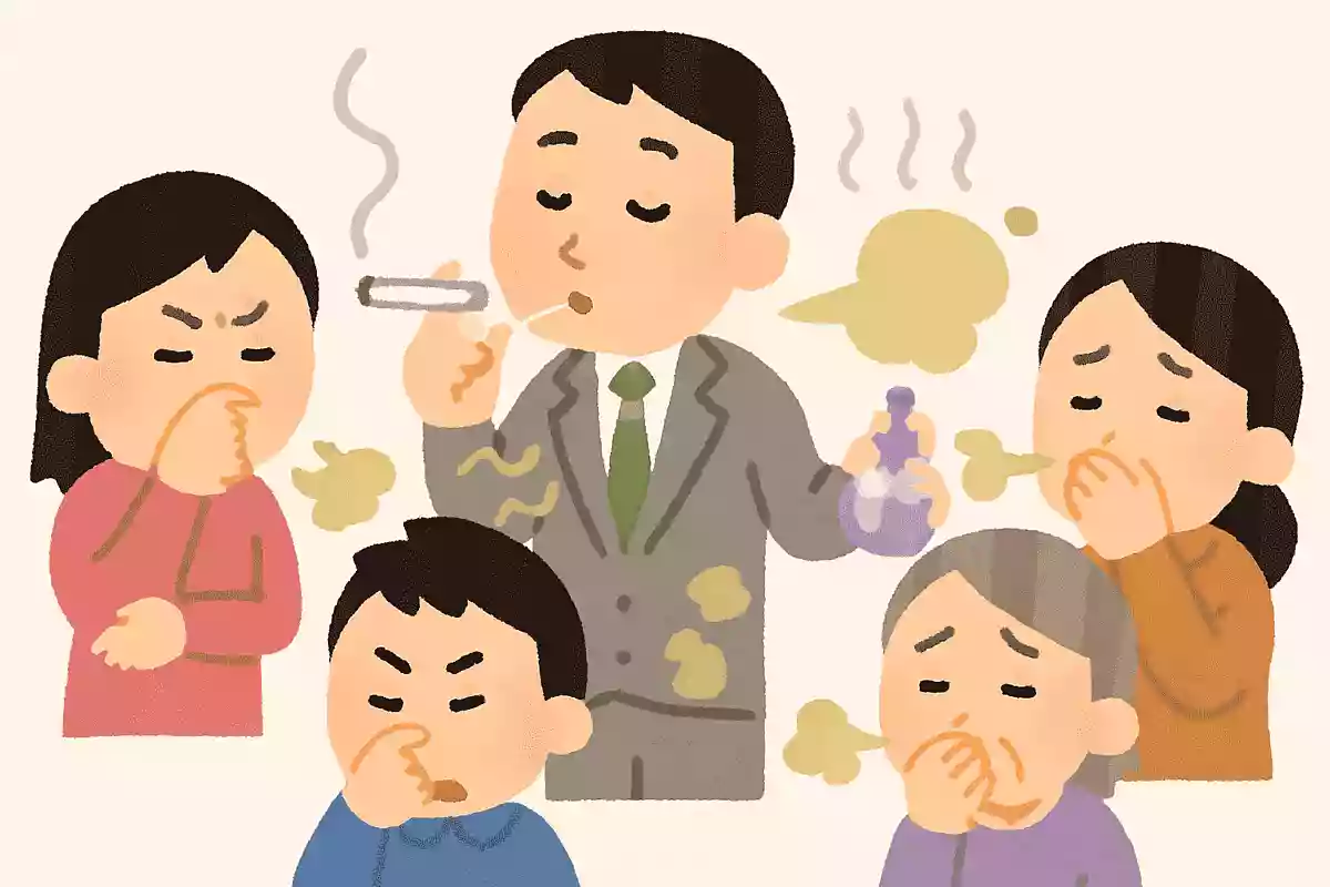 タバコや香水の匂い、体臭や口臭など臭いによって周囲に不快感を与えることを何と言うでしょうか?NEW!