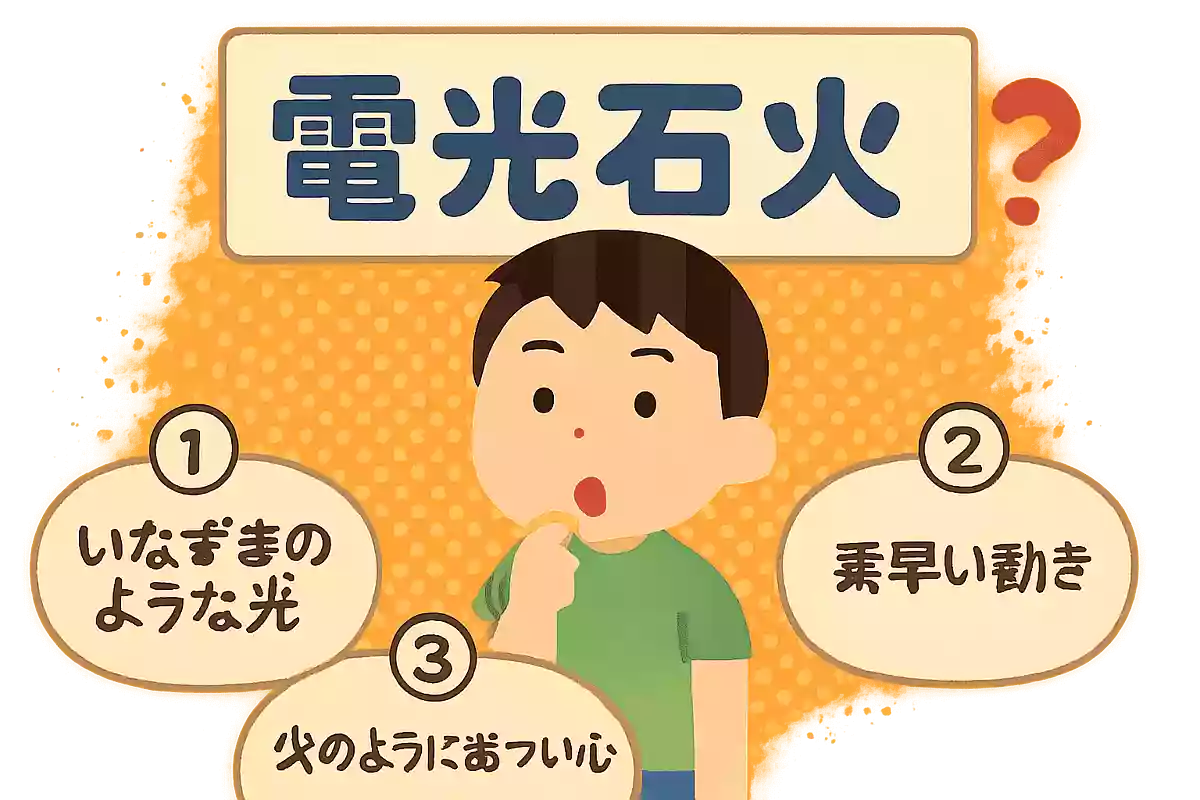 「電光石火」の意味は次のうちどれでしょうか?NEW!