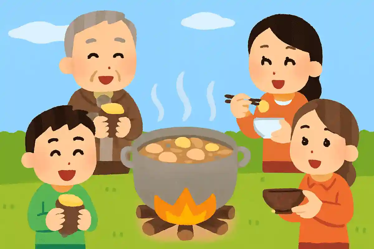 愛媛県では秋になると家族や地域の人たちが集まり、芋を鍋で煮て食べる伝統的な行事があります。この行事の名前は何でしょうか?NEW!