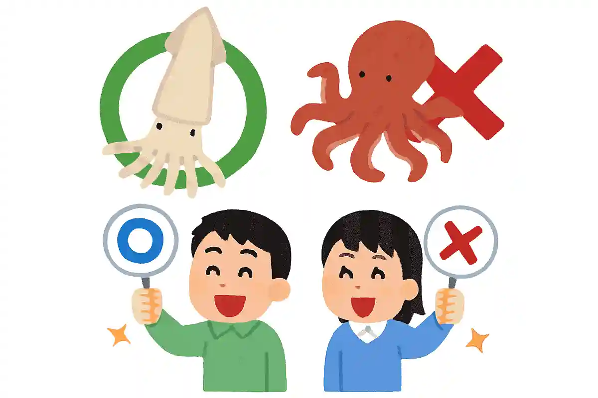 イカはタコよりも足の数が多い、○か×か?NEW!