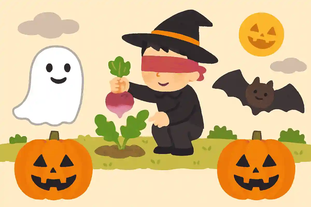 スコットランドではハロウィンの日に占いとして目隠しをして何を収穫する？