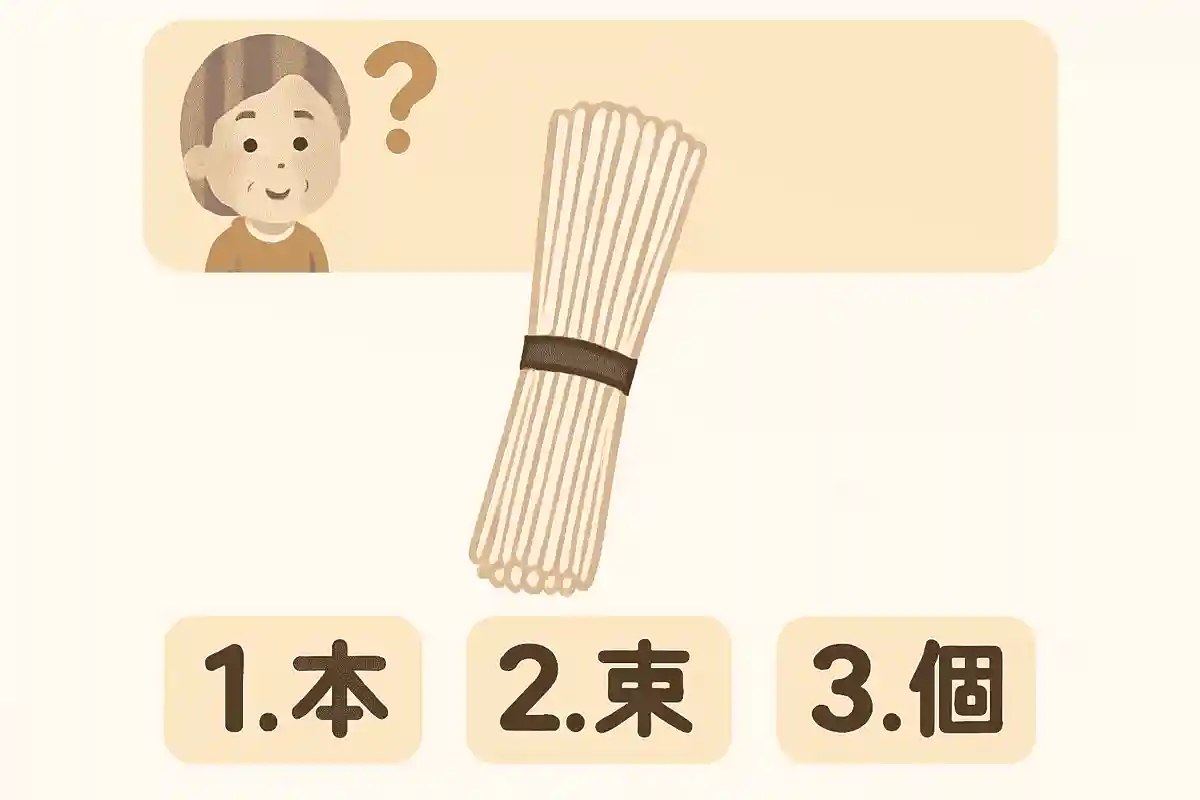 束になった乾麺の数え方として正しいのは次のうちどれでしょうか?NEW!